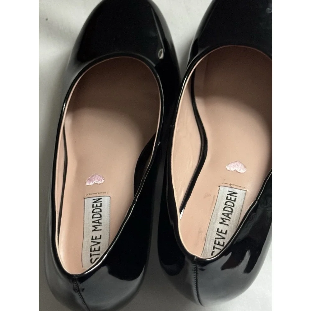 Steve Madden Patent Pumps Black Big Kids 5 M  Jultra Kitten Leather